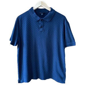 Menโs Banana Republic Navy Blue Pin Dot Golf Shirt - Medium